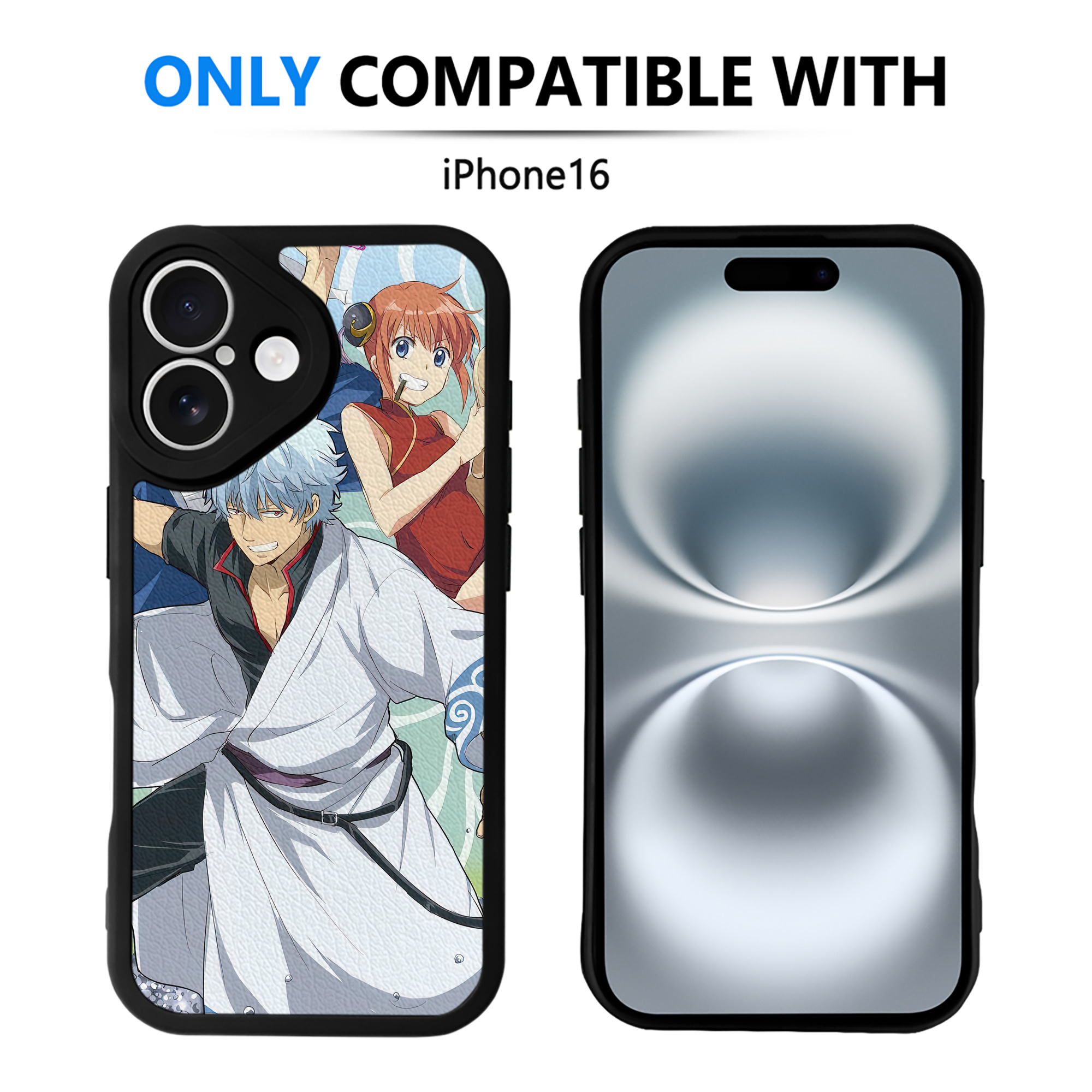 （画像用） ぎんたま 坂田銀時（さかたぎんとき） 神楽 志村新八（しむら しんぱち） GINTAMA Sakata Gintoki Kagura Shimura Shinpachi 【iPhone 16シリーズ対応】シリコンスマホケース（レザー調） 材質：シリコン